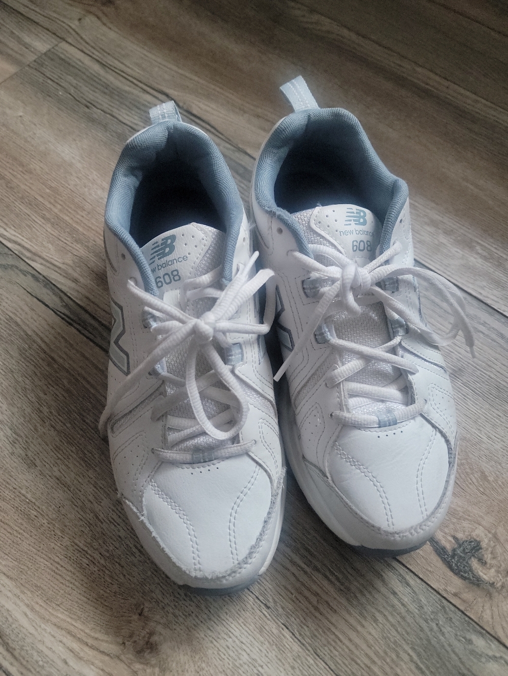 Used Condition Size 8.5W Women New Balance 608 White Sneakers with Gray Trim
